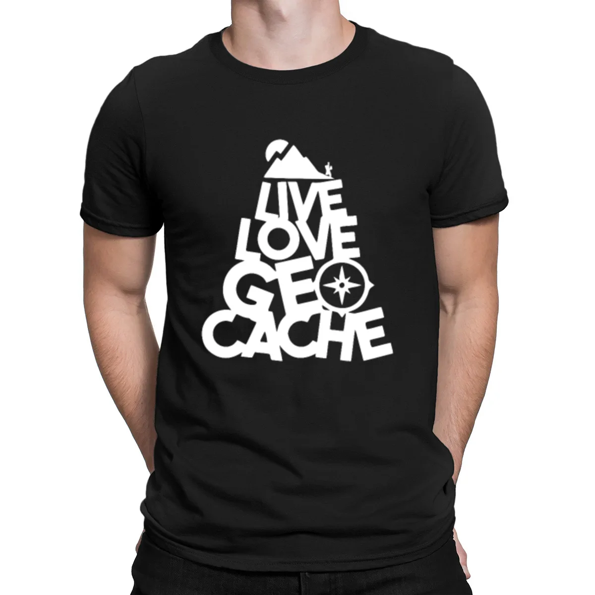 Live Love Geocache футболка дизайн стильный большой мужская футболка хип-хоп топы тренд Лето анларач