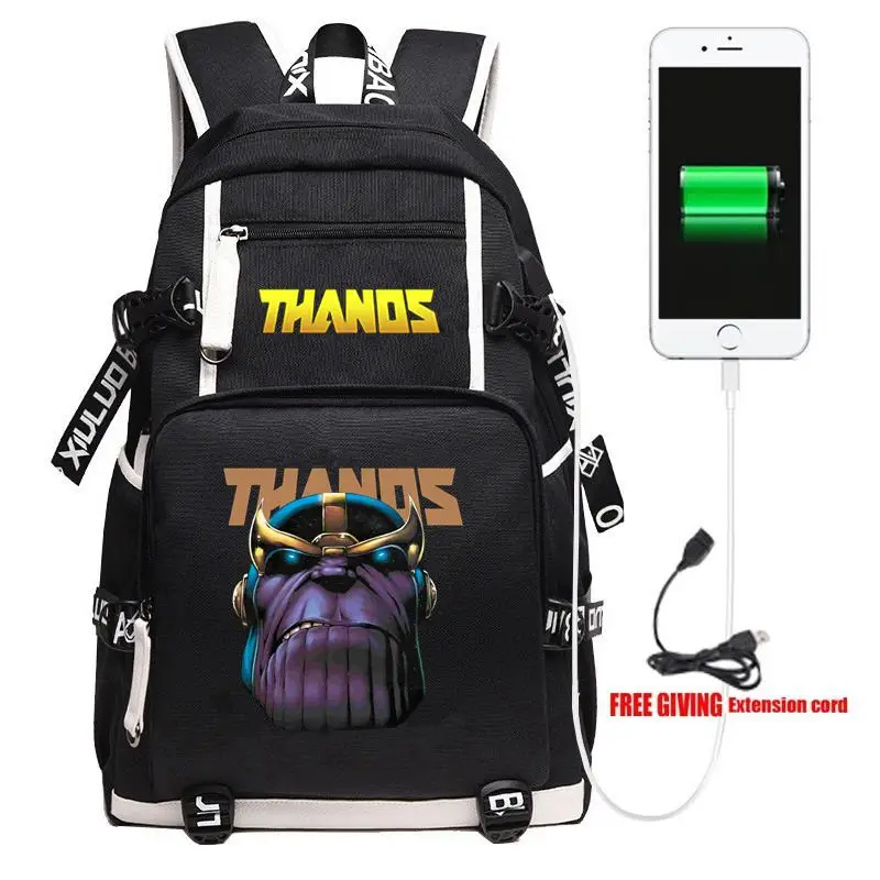 Суперзлодей танос USB рюкзак унисекс дорожная сумка через плечо сумки для ноутбуков для подростков с мультипликационными героями для детей школьного возраста, школьные ранцы - Цвет: 8
