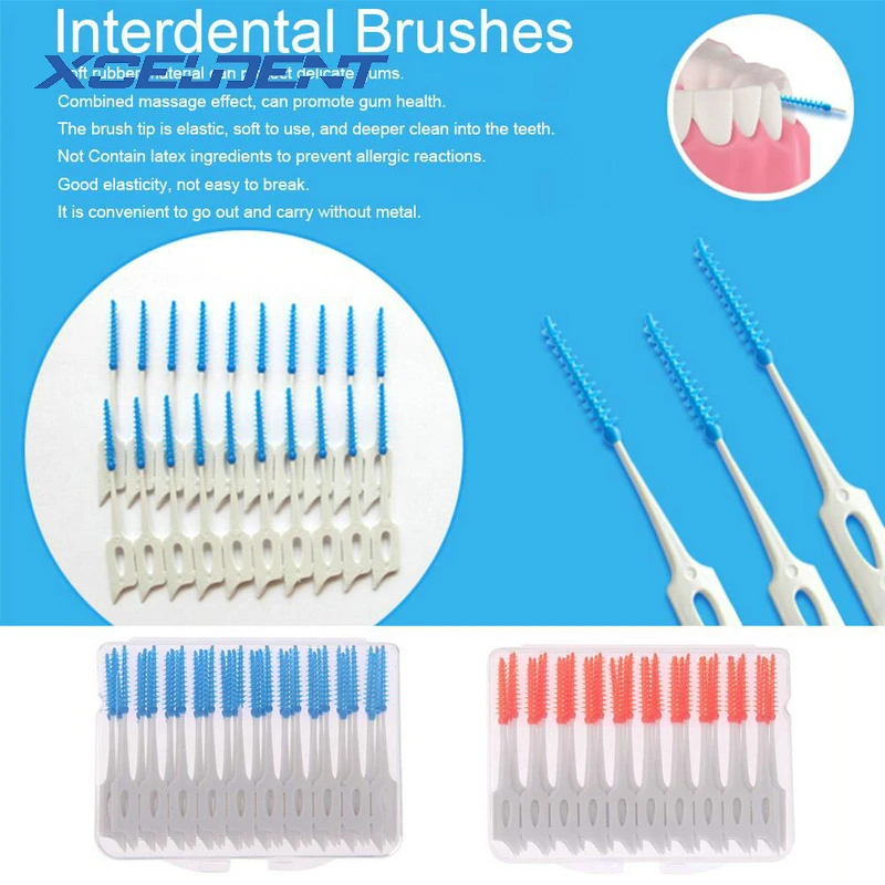 

40Pcs/Pack Dental Floss Useful Soft Silicon Interdental Brush Heads Teethpicks Teethbrush Oral Care Flosser Hot Sale