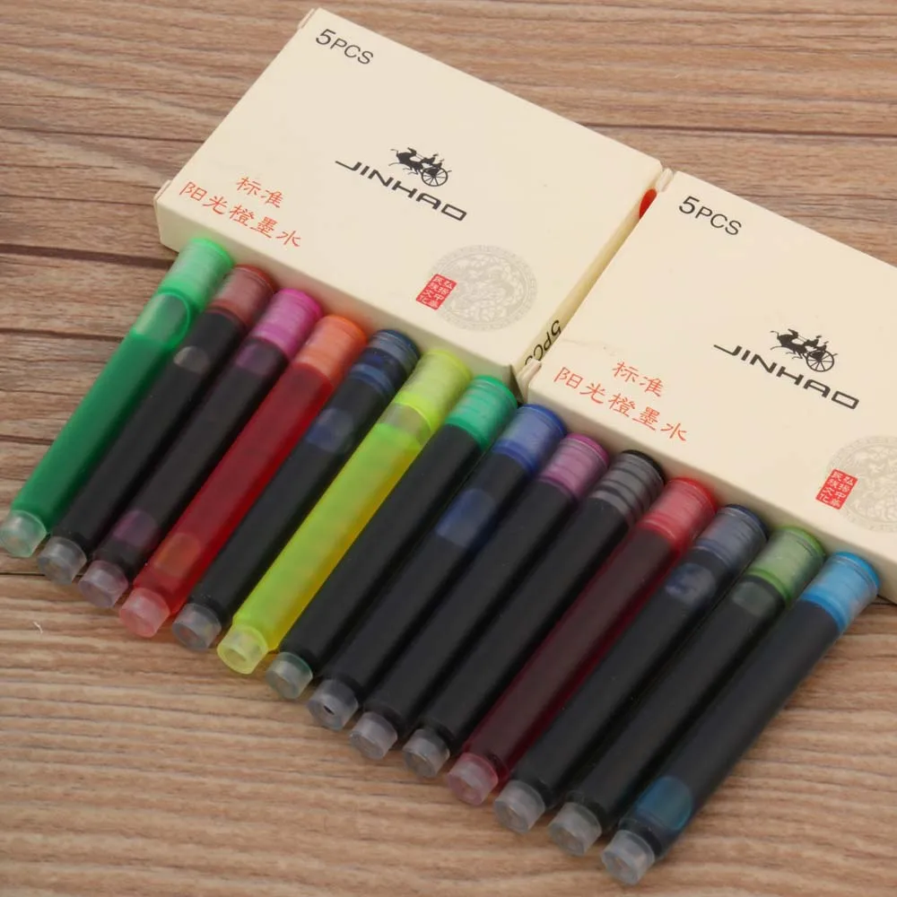 JINHAO 5pcs red green brown 2.6mm Cartridges Ink Refill Stationery Office School Supplies