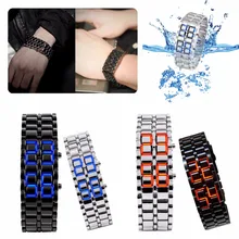 

Women's Men's Volcanic Lava Iron Samurai Metal Faceless Bracelet Sport LED Watch