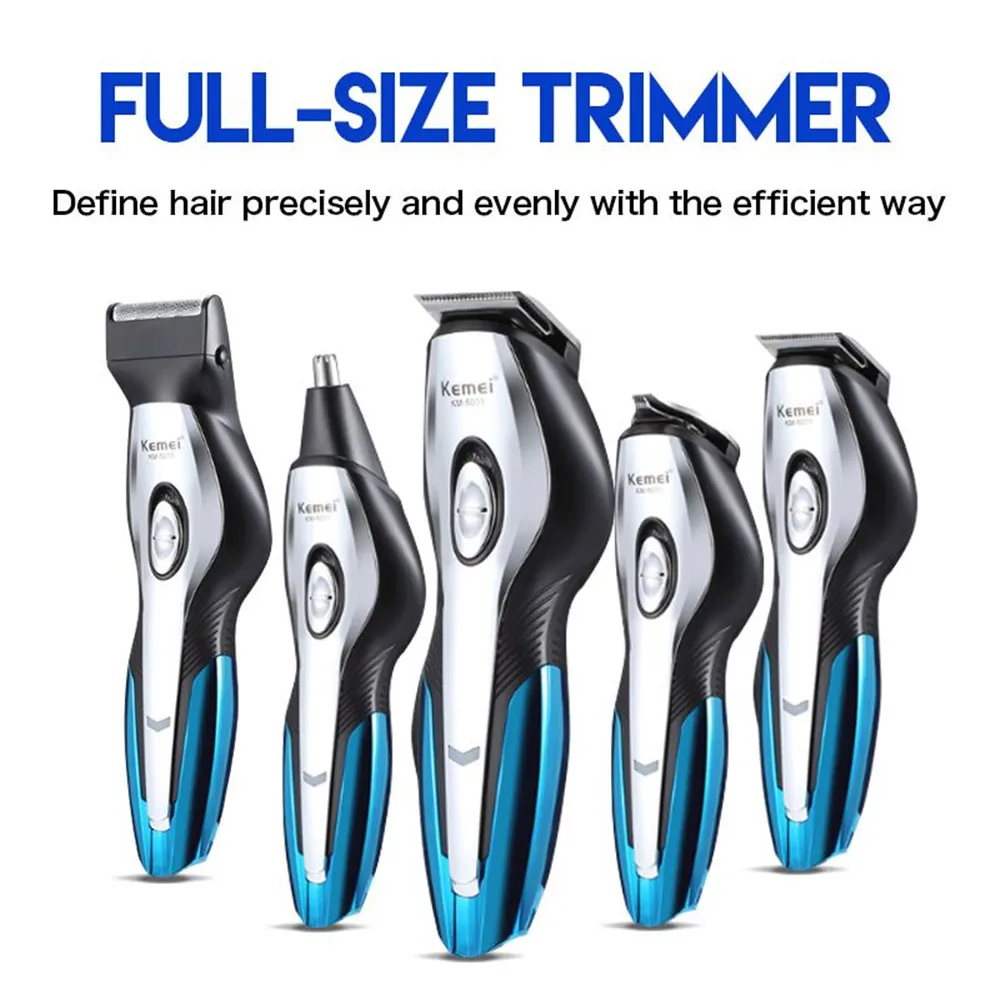 Kemei, 11 в 1, профессиональная электрическая машинка для стрижки волос, триммер для стрижки, бритва для бороды, бритва, инструменты для укладки, перезаряжаемый подарок для мужчин