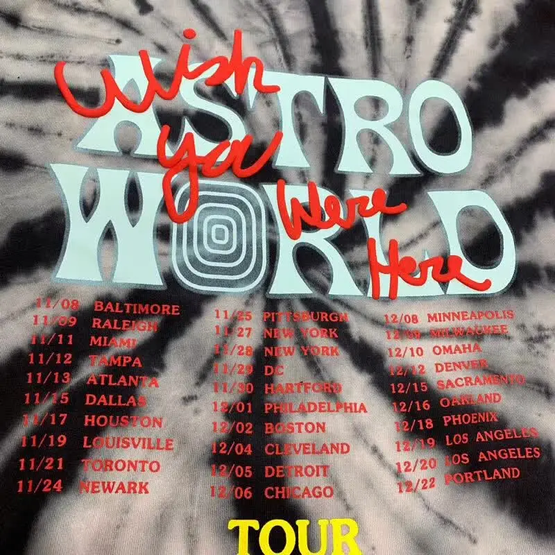 ASTROWORLD Hoodie Men Women Hoodies 2019 TRAVIS SCOTT Tour Black Tie Die ASTROWORLD Sweatshirts NO