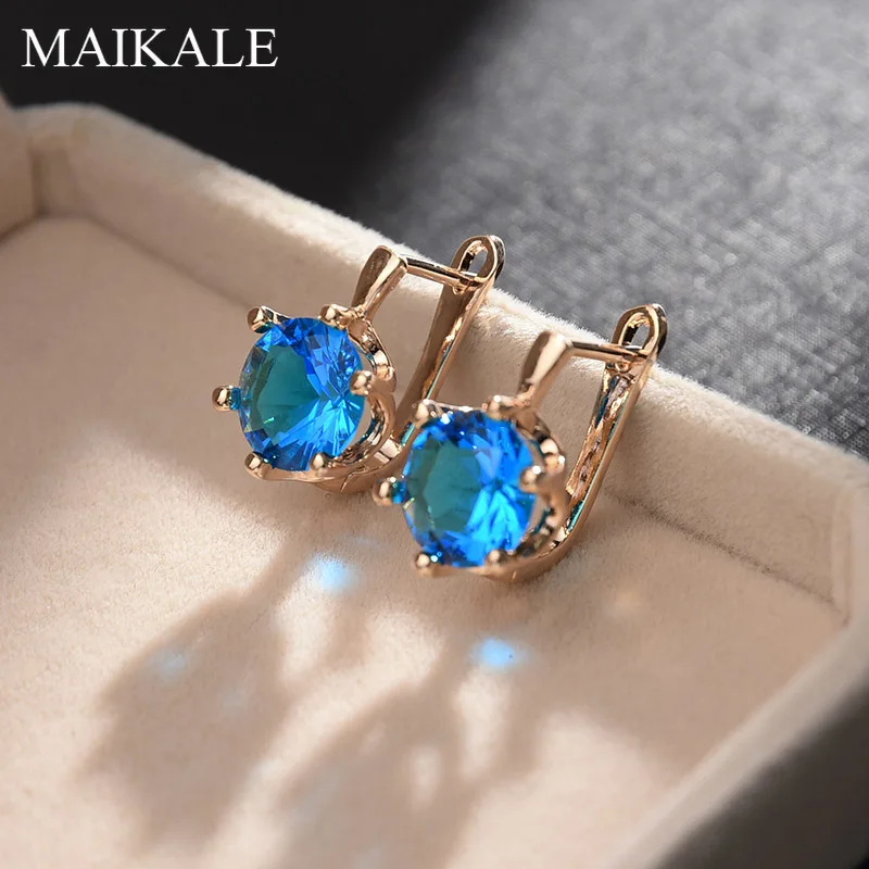 Женские простые серьги гвоздики MAIKALE круглые медные золотого и серебряного цвета