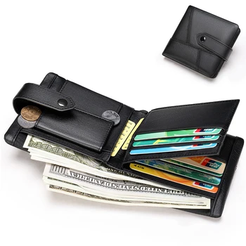 

New Business Men's Wallet Short Vertical Male Coin Purse Casual Multi-function Card Holders Bag Zipper Buckle Folding