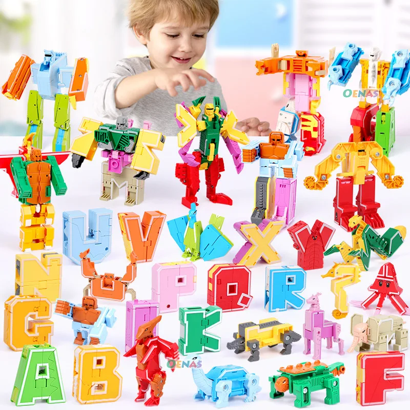 

Xinle New Diamond Combat Team 26 Lettered Animal Dinosaur Combat Team Transformation Educational Cognitive Toy 2901-2918