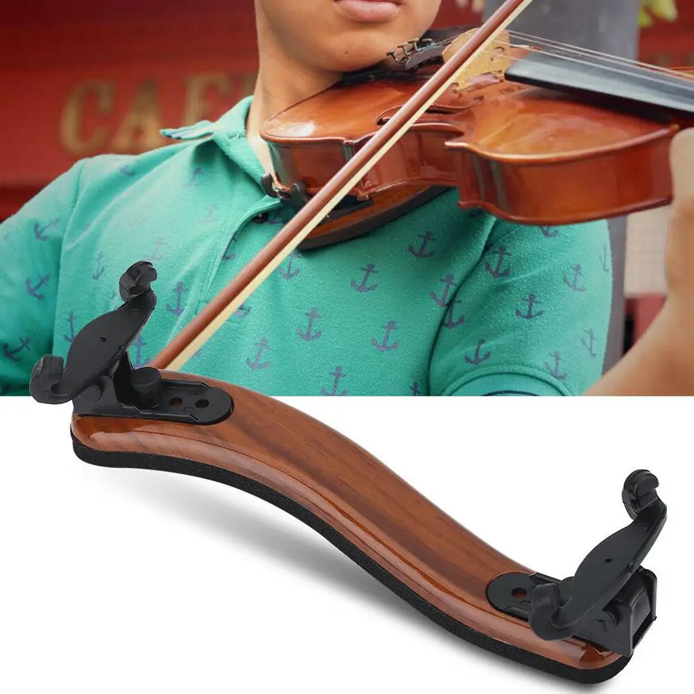 Maple Wood Violin Shoulder Rest Wooden Sponge Pads for 3/4 and 4/4 Violin with Height Adjustable Feet