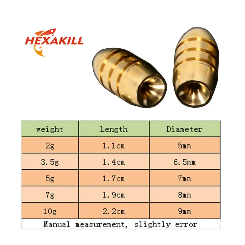 Hexakill 5 шт./лот пуля медное грузило вес пластиковая приманка рыболовное судно аксессуар с быстрым погружением 2g 3,5g 5g 7g 10g распределительная платина