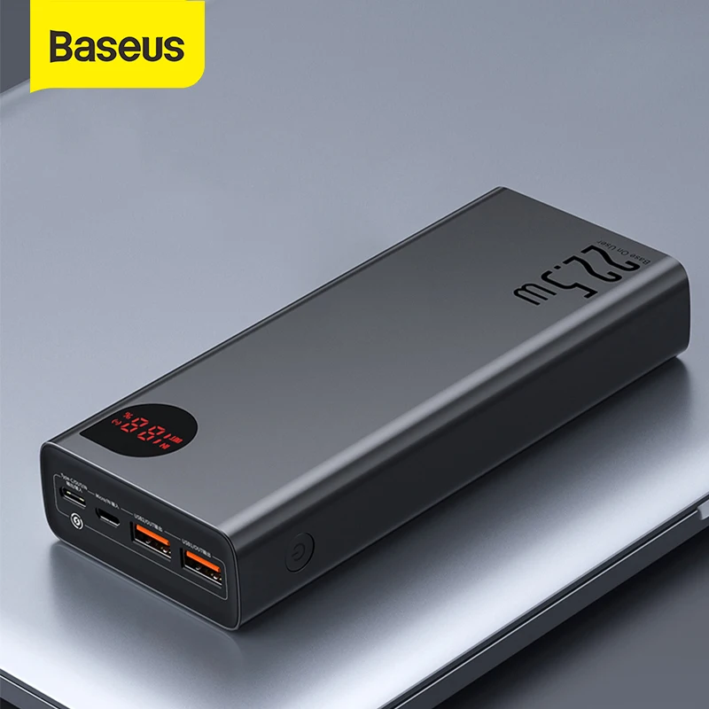 Baseus-Banco de energía de 30000mAh, con 20W, PD, carga rápida, cargador de batería externo portátil para iPhone 12 Pro, Xiaomi y Huawei