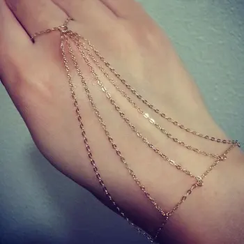

Personality Tassel Multilayer Long Chain Finger Bracelets for Women Fashion Gold Silver Color Metal Adjustable Bracelet Jewelry