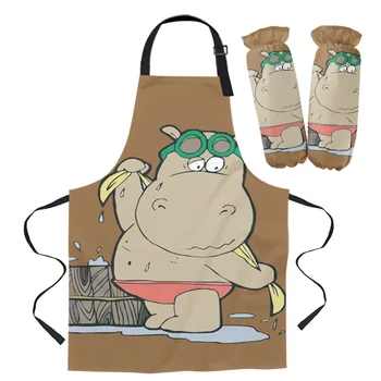 

Kitchen Cooking Apron Cuff Hippo Bathing Goggles Home Sleeveless Aprons for Men Women Kids Baking Accessories