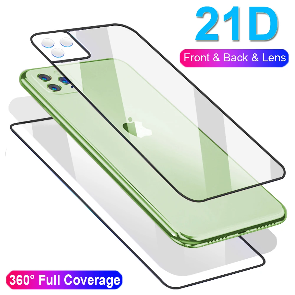 9H защита экрана телефона для iPhone 11 Pro Max пленка 21D передняя + задняя объектив камеры