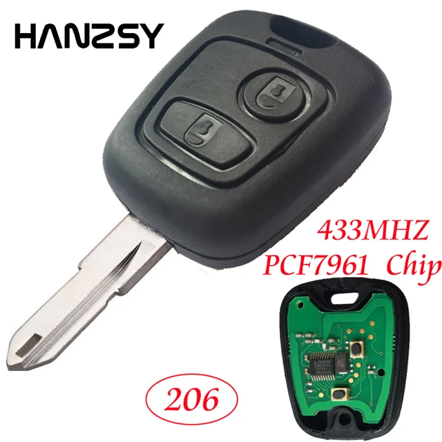 Clé Télécommande À 2 Boutons 433mhz, Transpondeur Pcf7961, Lame Ne73, Pour  Voiture Peugeot 206 - Clé De Voiture - AliExpress