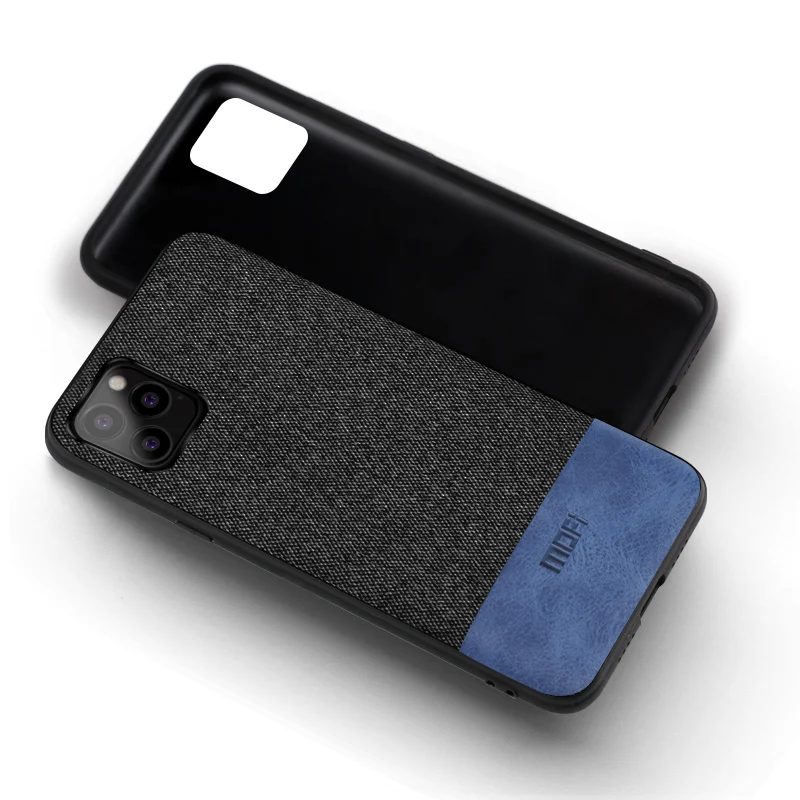 black with blue MOFi чехол для iPhone11 чехол для iPhone 11 pro max ткань противоударный силиконовый чехол для apple 11 pro Чехол - Цвет: black with blue