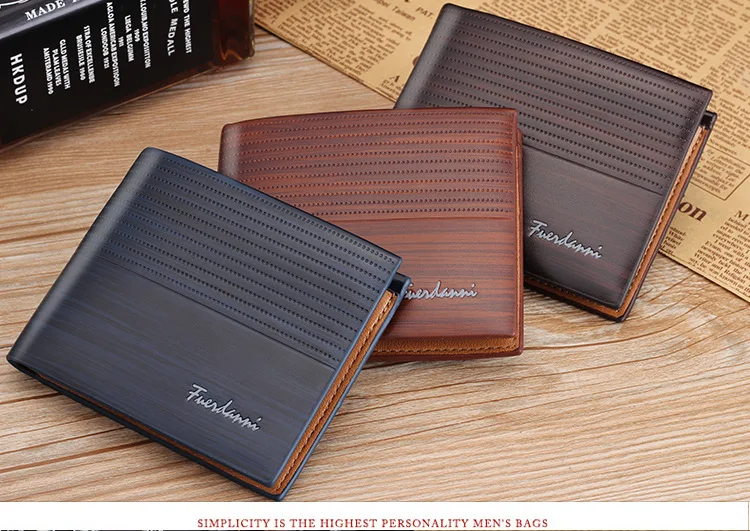 Luxury Brand Men Wallet Leather Vintage Short Wallets Business Bifold Purse Man Slim Credit Card Holder Front Pocket Money Bag