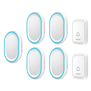 

CACAZI Wireless Doorbell Waterproof 300M Remote 2 Buttons 5 Receivers LED Light Home Smart Calling Bell US EU UK AU Plug Chime