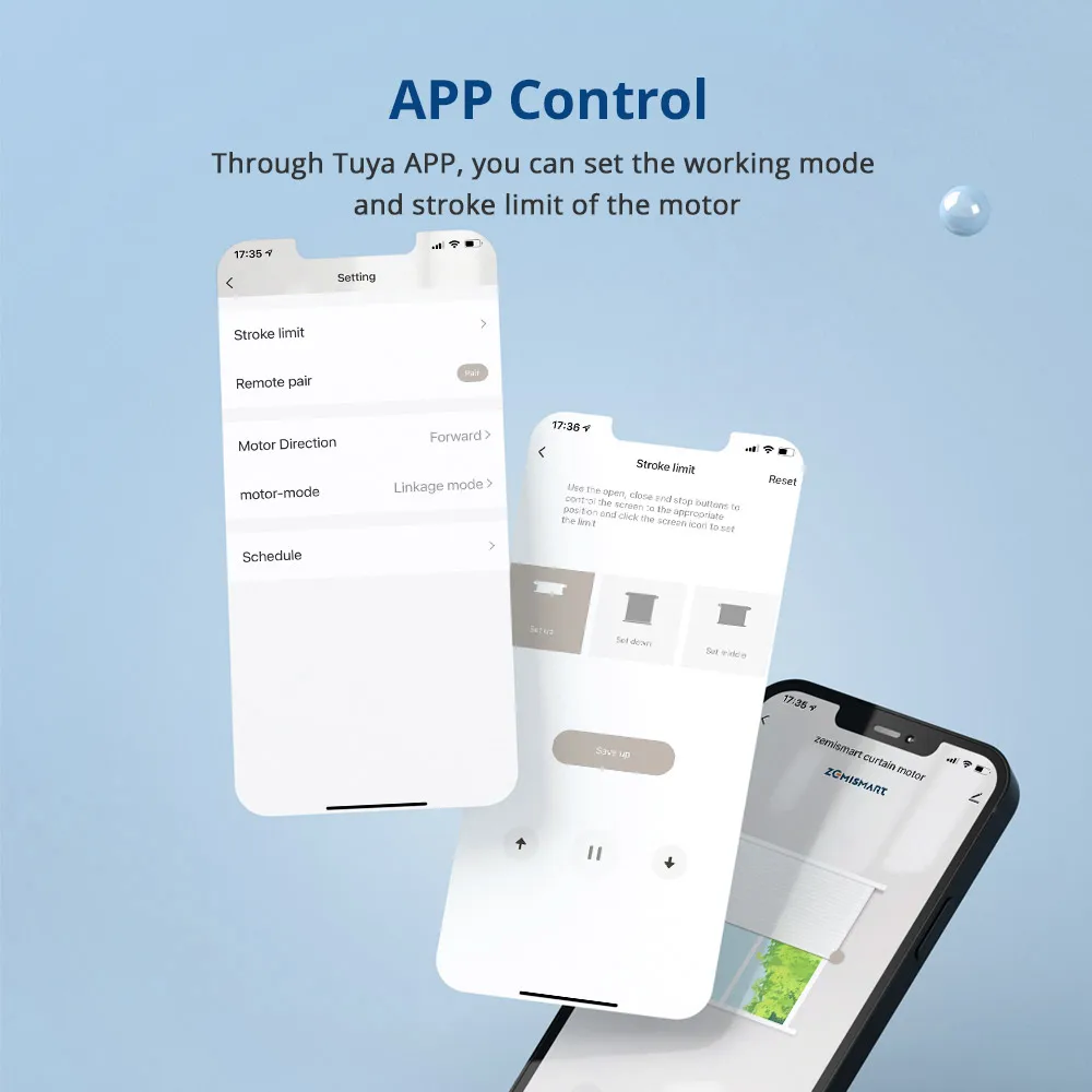 Electric Blinds Motor Zemismart WiFi 2N Electric Blinds Motor 38mm Tube Smart Tubular Shutters Works with Tuya App Alexa Google Home Voice Control