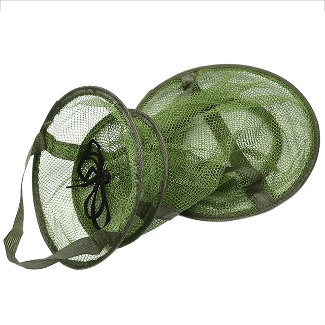 1m Nylon Fish Net Alloy Fish Trap Live Fishing Cage Basket Collapsible  Portable Mesh Fishing Bait Storage Cage fishing accessory - AliExpress