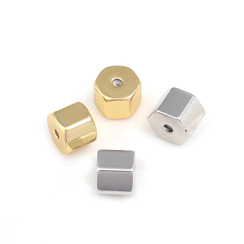 

1pair Copper Genuine Gold Plated Hexagonal Prism Shape Gold/White Gold 4x5mm Built-in Silicone Earplugs For DIY Jewelry Making