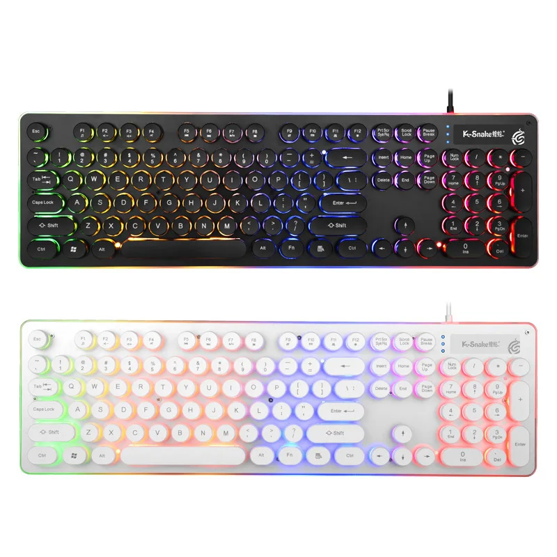 

Cross Border for Retro Punk Style Men's Computer Rainbow Backlight USB Wired Game Keyboard Amazon Wish EBay