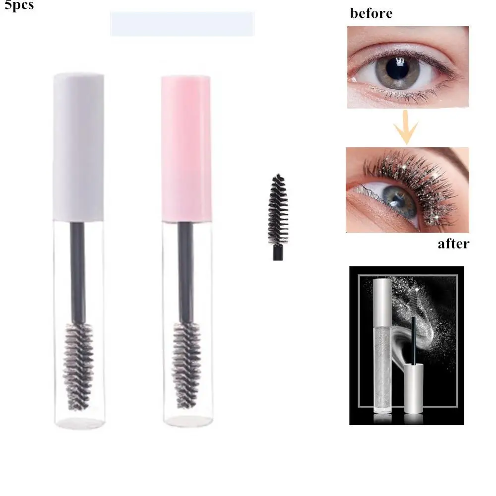 

5pcs Empty Eyelash tube Round transparent tube with Eyelash Wand Refillable Mascara Bottle Portable makeup Container tool 10ml
