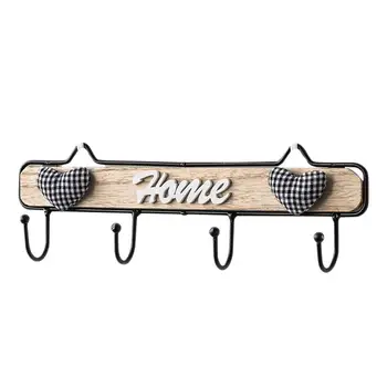 

Wall Mounted Hook Rack Wood Iron Hangers Hanging Towel Hook Rail Home Clothes Coats Organizer For Kitchen Bedroom Bathroom