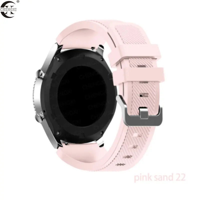 Chengxi для samsung Galaxy ремешок для часов 46 мм 42 мм 22 мм 20 мм силиконовый ремешок для часов huawei watch GT ремешок amazfit bip 47 44 40 active2 - Цвет ремешка: Pink-sand-22