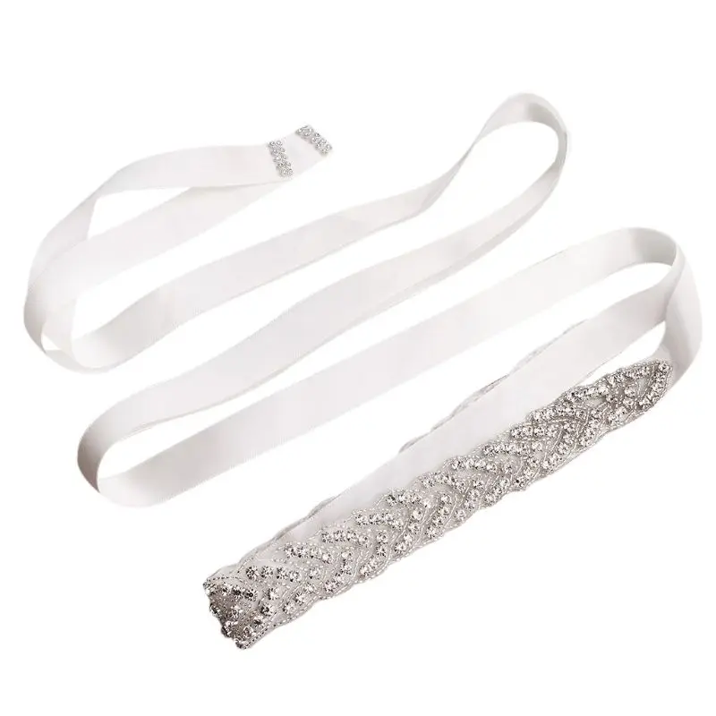 Silver Роскошный ювелирный пояс для невесты аппликация ромб горный хрусталь женский свадебный пояс для вечерние банкетные вечернее платье для выпускного платья - Цвет: Silver
