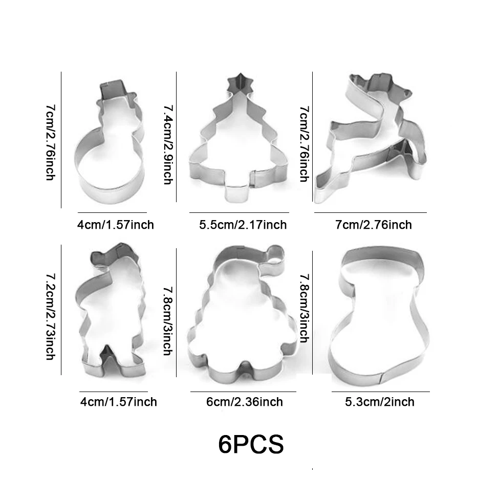 Khgdnor формочка для рождественского печенья Нержавеющая сталь вырезать конфеты форма для выпечки в форме снежинок снеговики, елки пресс-формы