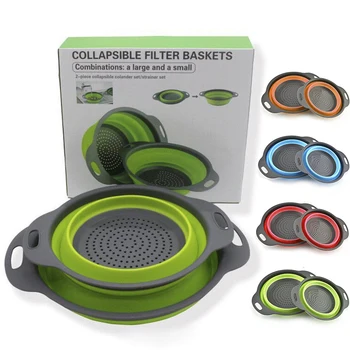 

Foldable Fruit Vegetable Cleaning Basin Round Drain Basket Bowl Folding Storage Baskets Multi-function Kitchen Tools Accessories