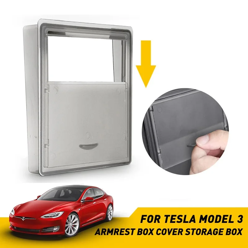 Автомобильные аксессуары для Tesla модель 3 авто подлокотник коробка Органайзер контейнеры прозрачный скрытый держатель коробка