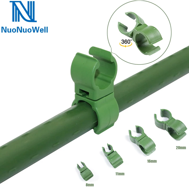 

8mm~20mm Rotate 360 Pipe Fittings Gardening Supplies Plastic Clamp Growing Bracket Shelf Fixed Hose Clip Cross Connectors 50pcs