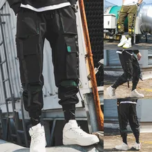 Men's Individual Pure Color Overalls Nine-Minute Trousers Cargo pants pantalones hombre streetwear joggers sweatpants hip hop