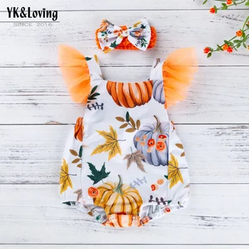 

2020 Cute Floral Romper 2pcs Baby Girls Clothes Jumpsuit Romper+Headband 0-24M Age Ifant Toddler Newborn Outfits Set