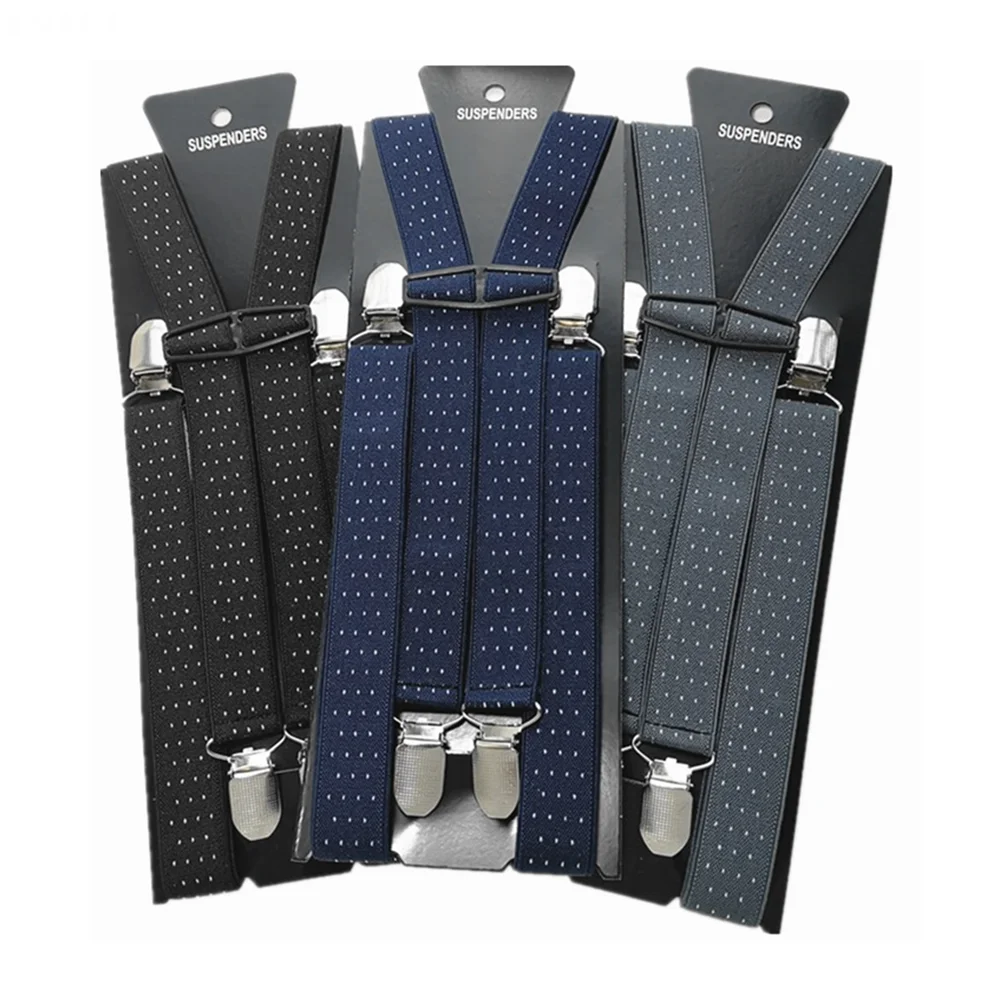 2.5CM Wide Adult Kids Dot Jacquard Suspenders Men Women Elastic Adjustable Suspensorio Braces Wedding Party Wear Match Shirt kids suspenders set