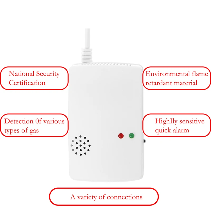 EU Plug Gas Leak Detector Sensor Combustible Propane Butane Methane Natural Gas Safety Warning Alarm System for Home wifi panic alarm