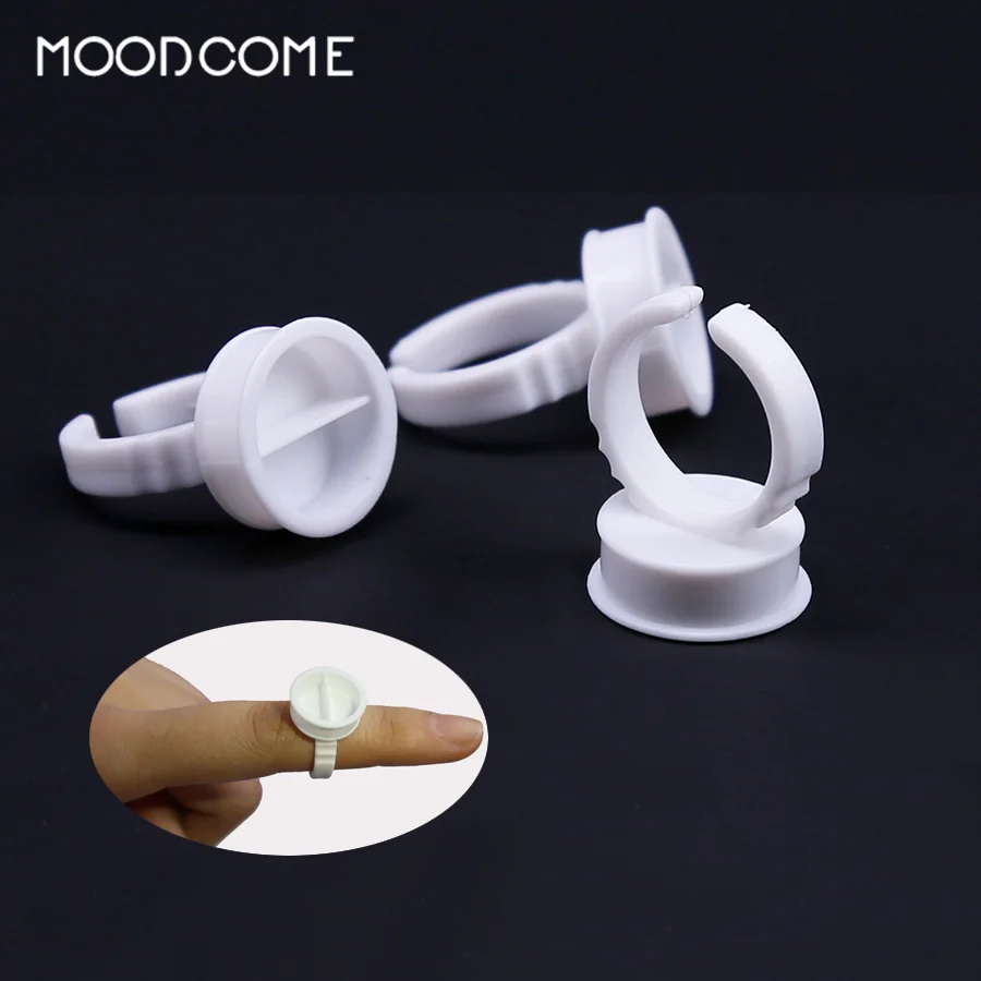 

Professional 100 PCS Glue Rings Glue Holder Tool Kit Set Disposable Adhesive for Eyelash Extension Moodcome Makeup Tools