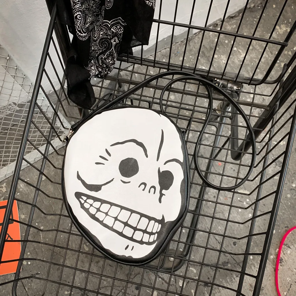 

Gothic bags for women 2019 men shoulder bag handbag skull Leather punk Crossbody Bags street Harajuku Strange Weird bag bolsos
