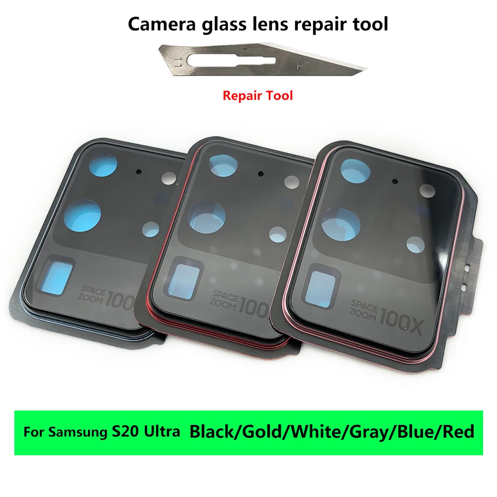 100% Original For Samsung Galaxy S20 Ultra Repair Replace Back Camera Glass Lens Cover with Frame Holder Replacement Part phone png frame Housings & Frames