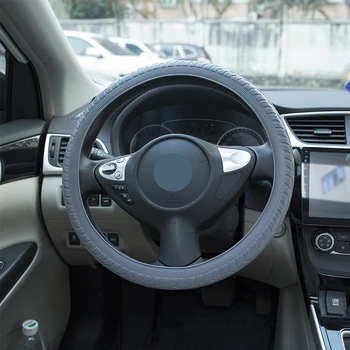

LEEPEE 1PCS Car Silicone Steering Wheel Case Cover Universal Anti-Slip Texture Soft Silicone Steering Covers Car Styling