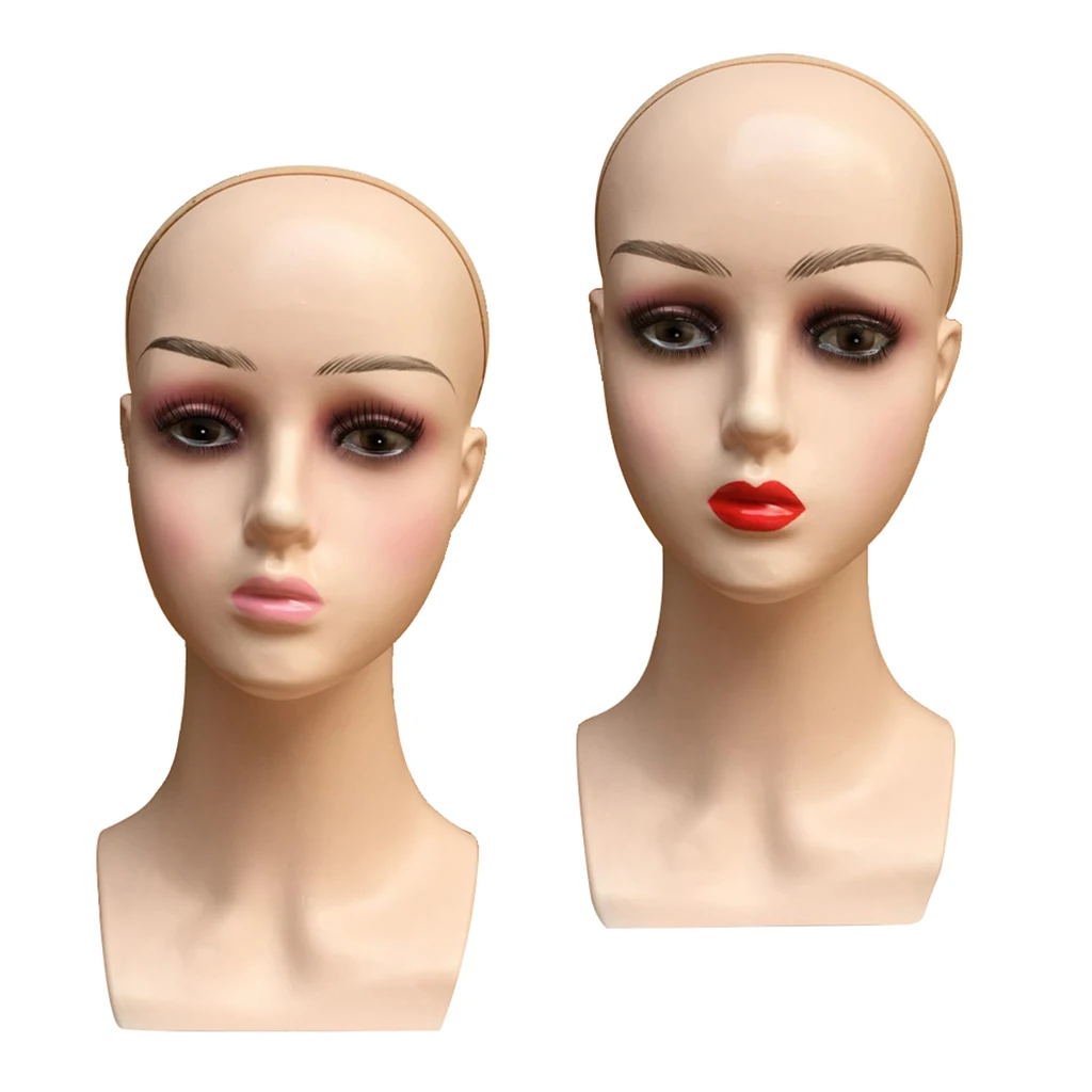 Female Professional Cosmetology Bald Mannequin Head for Making Wigs, Displaying Wigs, Glasses, Hair with Wig Net Cap