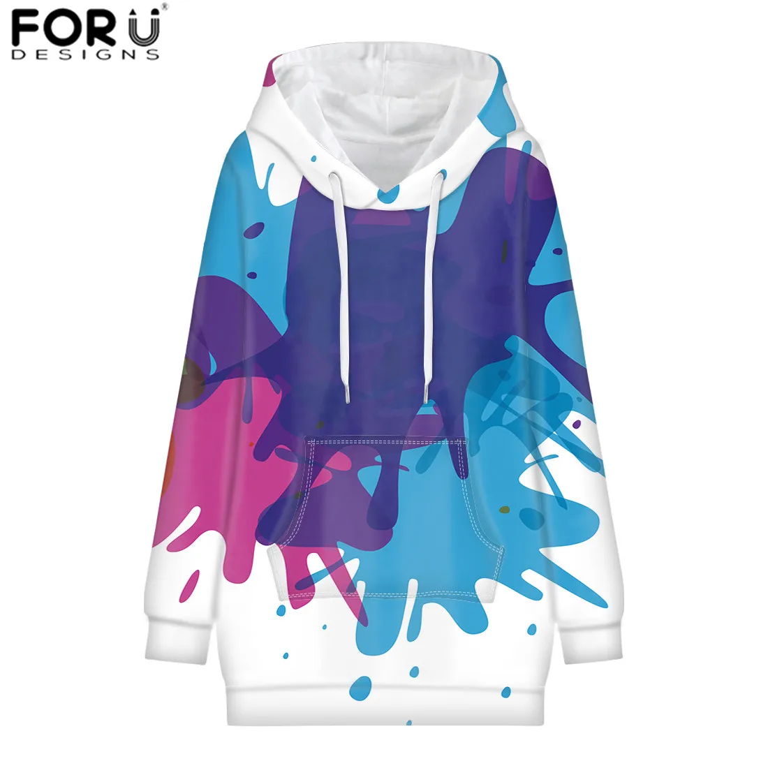 FORUDESIGNS, абстрактные, красочные, с акварельным принтом, женские зимние толстовки, женские, с длинным рукавом, теплая ткань, Черная пятница, Harajuku
