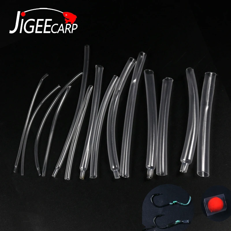 

JIGEECARP 50PCS 6cm Clear Carp Fishing Shrink Rubber Sleeves Rig Making Heat Shrink Tube Hook Line Cover Fishing Tackles