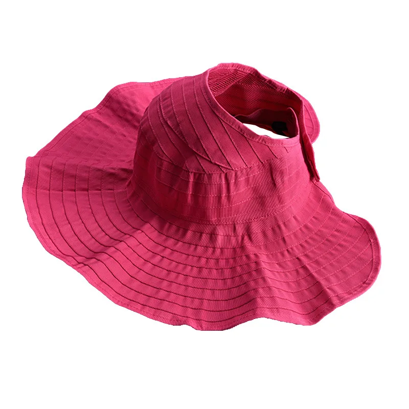 Rose Red ZEBERY летняя Солнцезащитная шляпа с защитой от ультрафиолета, складываемая шляпа, женская пляжная широкополая шляпа с козырьком - Цвет: Rose Red