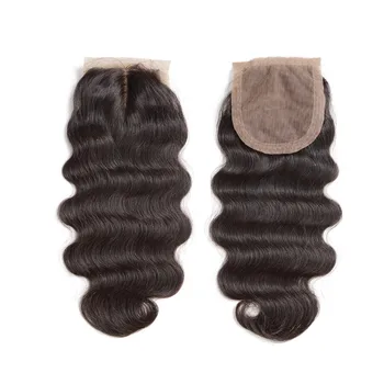 

Luvin OneCut Hair Body Wave Brazilian Lace Closure Bleached Knots 5*5 With Body Hair 100% Human Remy Hair Middle Three Free Part