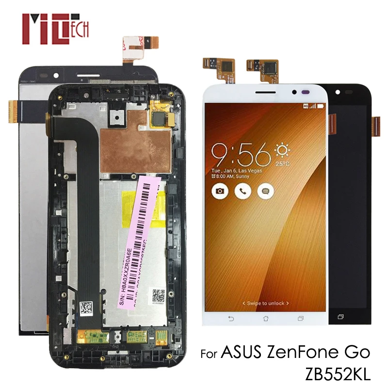 

5.5" LCD Display For Asus Zenfone GO ZB552KL X007D Touch Screen Digitizer Assembly Replacement Parts Black with Bezel Frame