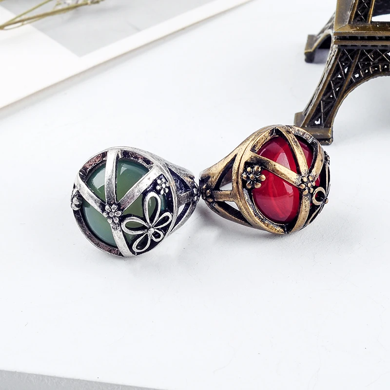 

Vintage Bohemia Red Blue Acrylic Flower Ring For Women Handmade Date Gift Jewelry Free Shipping