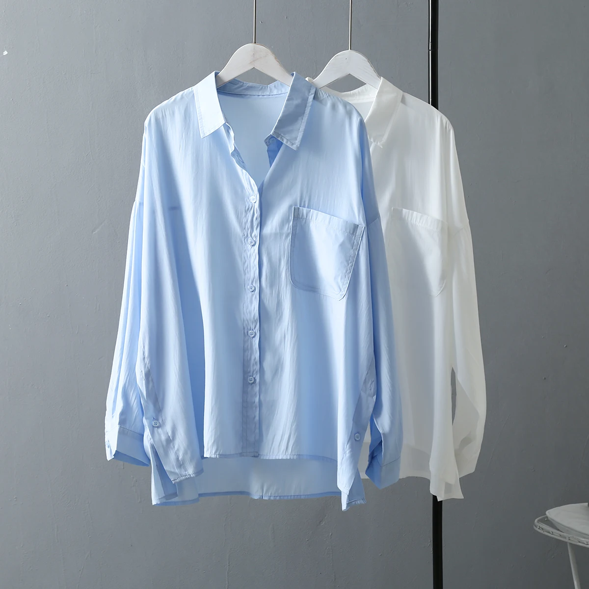 

Women Tops blusas mujer de moda 2020 Spring Autumn Long sleevePockets Blouse shirt Solid color Casual Women Blouse 677i
