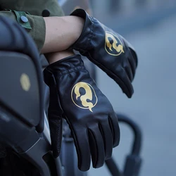 New Men's Wrist Motorcycle Gloves Black Driving Outdoor Genuine Leather Frosted Top Layer Cowhide Leather Men's Gloves NR206