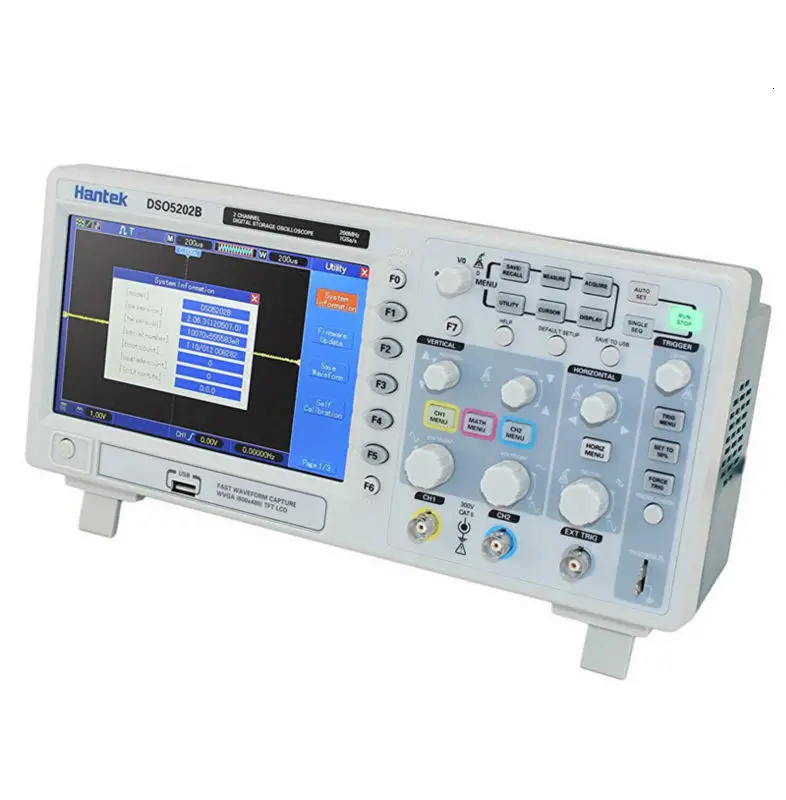 Hantek DSO5202B Цифровой осциллограф 200 МГц 1GS/s USB 7 ''Цвет 2 канала 2CH длина записи 1 м USB AC110-220V